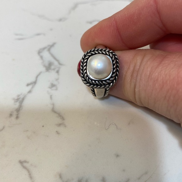 Sterling silver, pearl ring - Picture 2 of 6